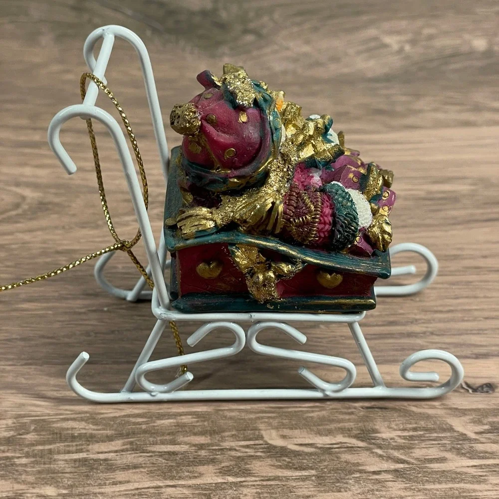 Christmas Tree Ornaments Set of 2 Melting Snowman and Sleigh Festive Decoration‎